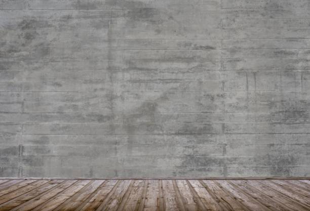 istock Empty room with grunge wall and wooden floor 649813098