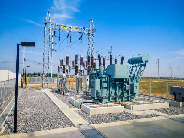 istock High voltage power transformer substation in Solar power station 649817546