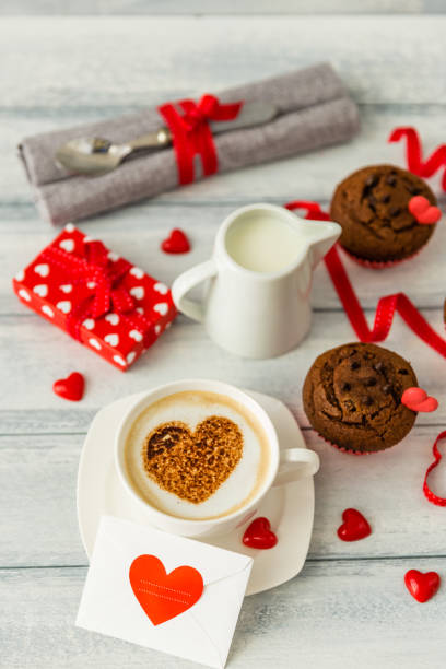 istock Romantic breakfast with coffee and muffins 649821298