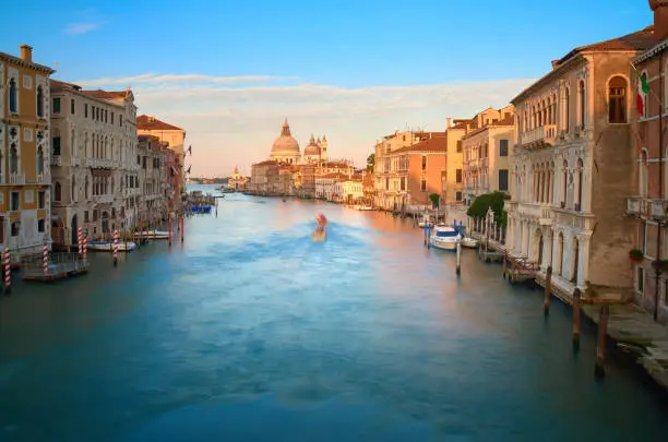 Grand Canal and Basilica Santa Maria della Salute at dawn, Venice, Italy