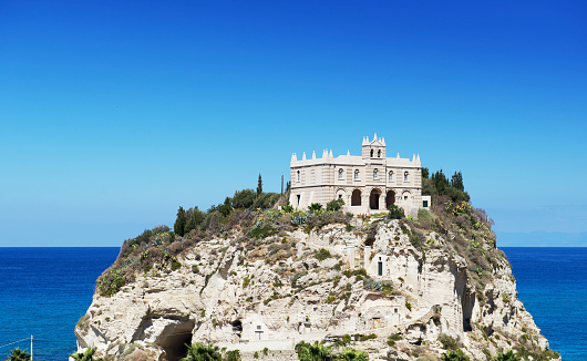 Medieval church  on top of a cliff in the town of Tropea, Calabria,Italy.