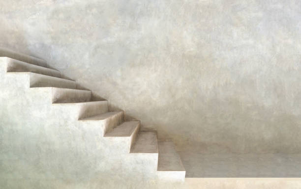 istock Minimalist grey background texture of stairs 649825532
