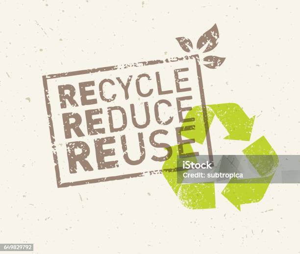 Visez Vert Recycle Réduire Réutiliser Concept De Vecteur De Eco Durable Sur Fond De Papier Recyclé Vecteurs libres de droits et plus d'images vectorielles de Recyclage