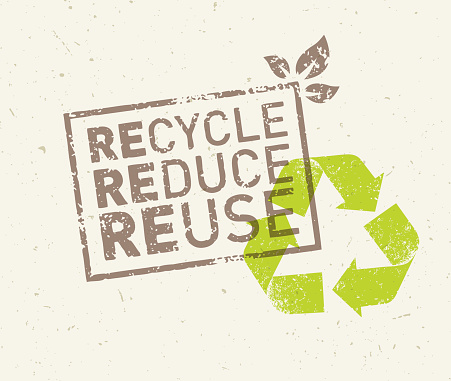 Go Green Recycle Reduce Reuse. Sustainable Eco Vector Concept on Recycled Paper Background