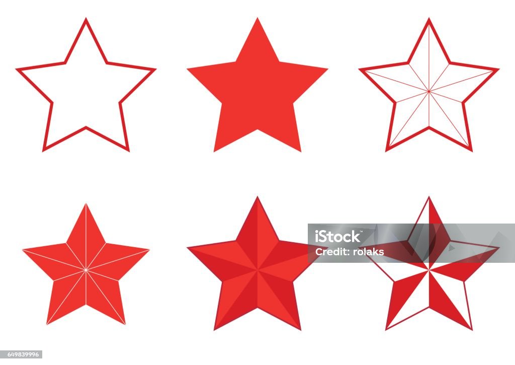 Set of different Five-pointed stars Illustration of a set of different five-pointed stars on a white background Backgrounds stock vector