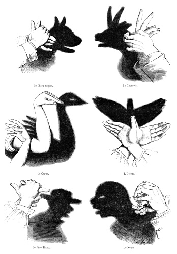 Steel engraving hands playing shadow play 1861