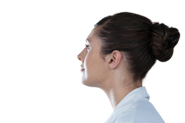 istock Side view of thoughtful female scientist looking away 649859944