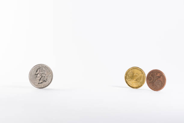istock American Quarter Change Versuses Exchanged Converted European Euro 25 Cent White Background Isolated 649868032