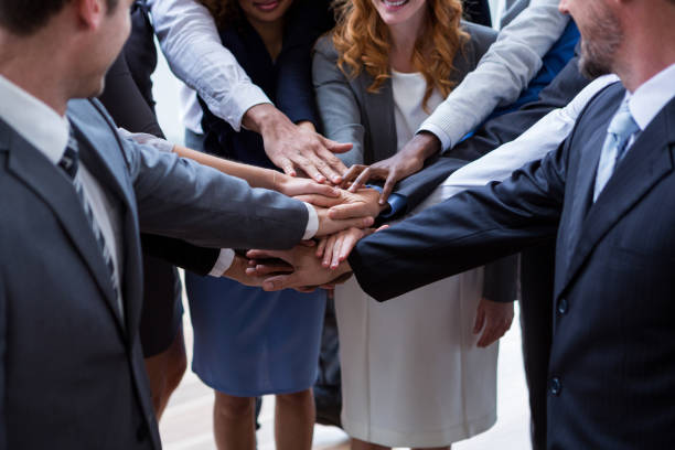 istock Businesspeople with hand stacked 649881746