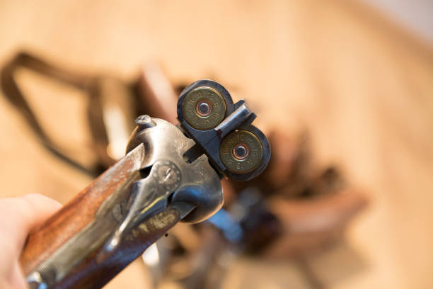 istock Shotgun 12 caliber. Bullets in barrels 649887328
