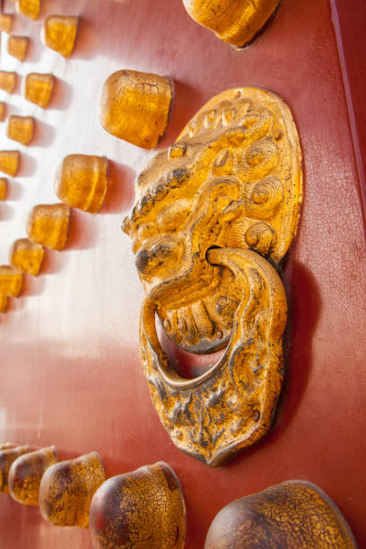 Typical Chinese old door in a Temple in Beijing