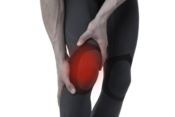 istock Man with knee pain close up. Pain relief concept 649909236