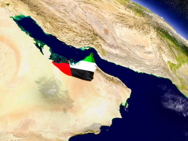 istock United Arab Emirates with embedded flag on Earth 649912220