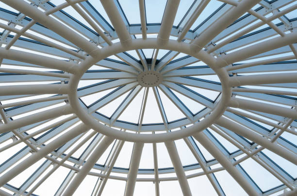 istock Glass dome of a modern building. View from the inside. 649912356