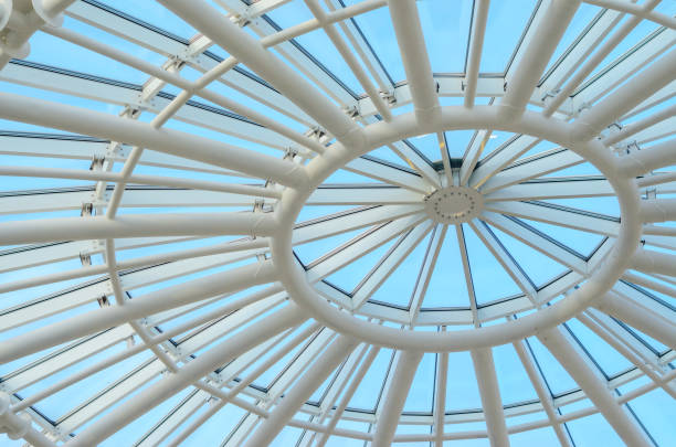 istock Glass dome of a modern building. View from the inside. 649912402