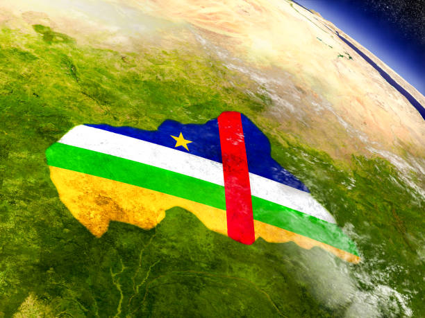 istock Central Africa with embedded flag on Earth 649912466
