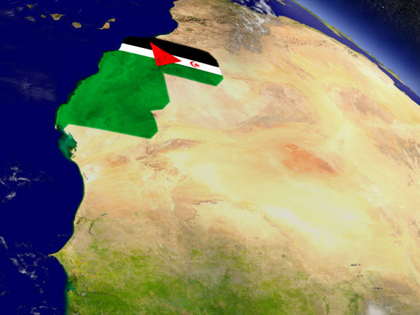 istock Western Sahara with embedded flag on Earth 649912492