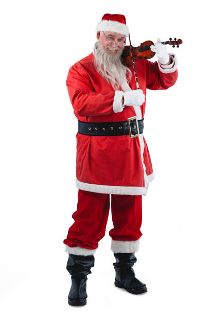 istock Smiling santa claus playing violin 649925908