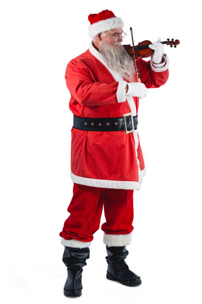 istock Smiling santa claus playing violin 649925922