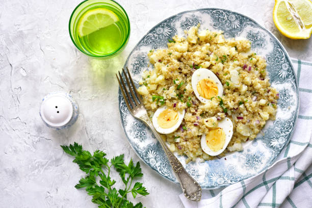 istock Quinoa salad with cauliflower and boiled eggs 649932082