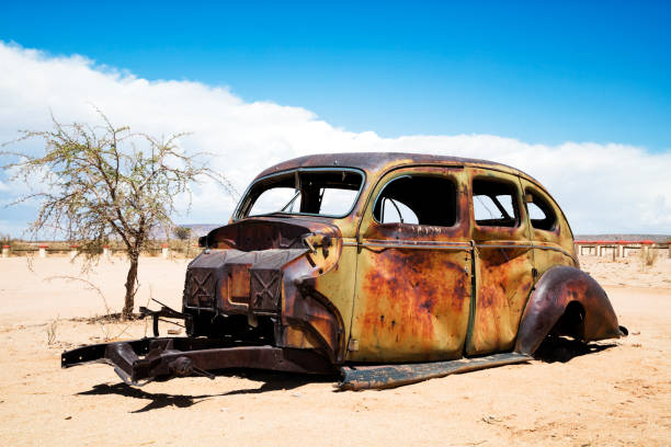 istock Abandoned vintage car in the desert 649932858