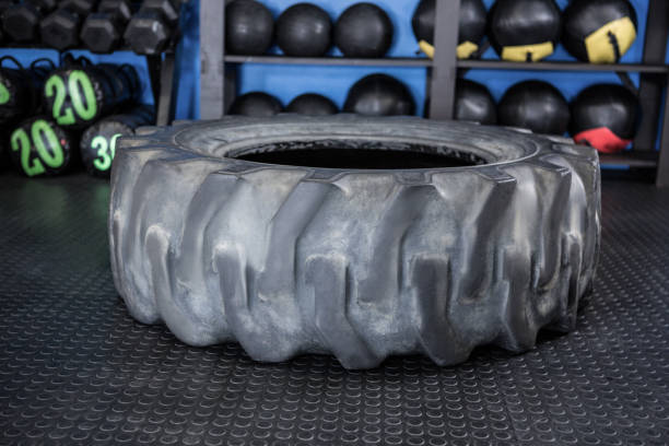 istock Rubber tire in gym 649957304