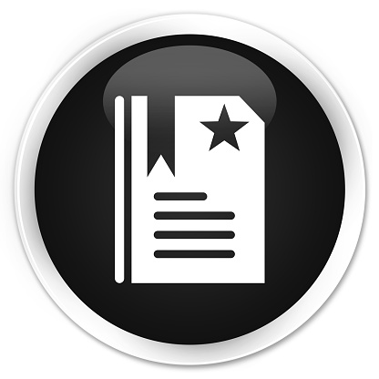 Bookmark icon isolated on premium black round button abstract illustration