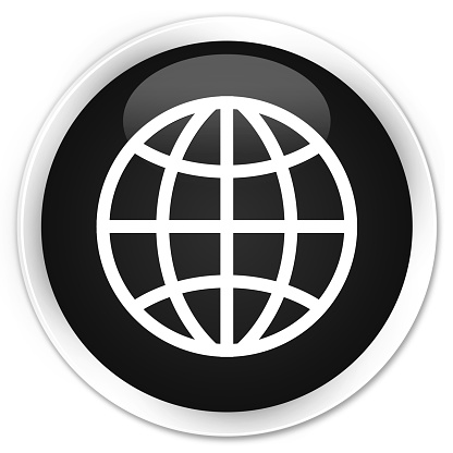 World icon isolated on premium black round button abstract illustration