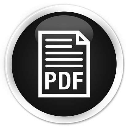 PDF document icon isolated on premium black round button abstract illustration