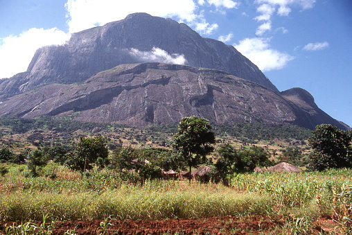 Rocky igneous volcanic dome of Mulanje Mountain Forest Preserve in southern Malawi Africa