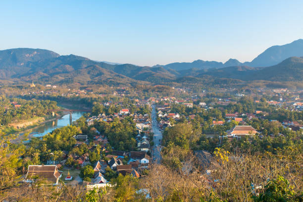 istock Viewpoint and landscape in luang prabang, Laos from Phu Si temple. 649977670