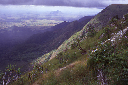 View from the summit of Mulanje Mountain Forest Reserve into southern Malawi Africa