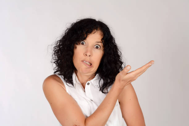 istock Woman showing something. 649994084