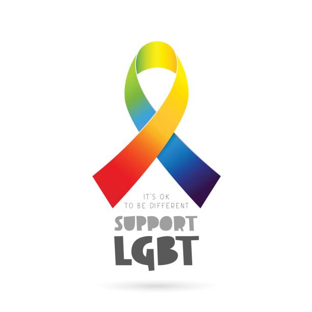 illustrations, cliparts, dessins animés et icônes de soutenir les lgbt. lettrage. ruban arc en ciel - multi colored ribbon rainbow gay pride flag