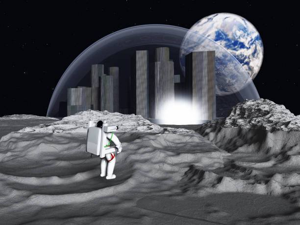 istock Lunar city earthrise 650012768