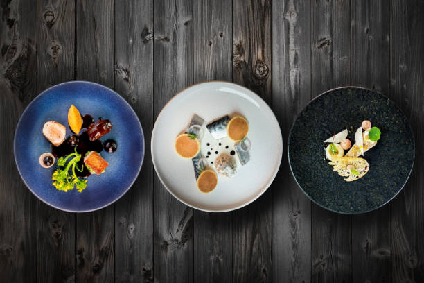 istock top view selection of fine dinning dishes on wooden table 650018514