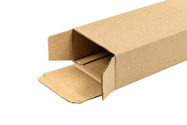 istock Package brown cardboard box for long items. Mockup, isolated 650019232