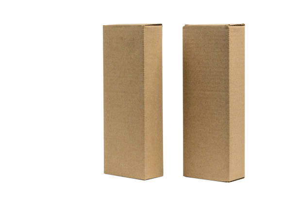 istock Two package brown cardboard box for long items. Mockup, isolated 650025114