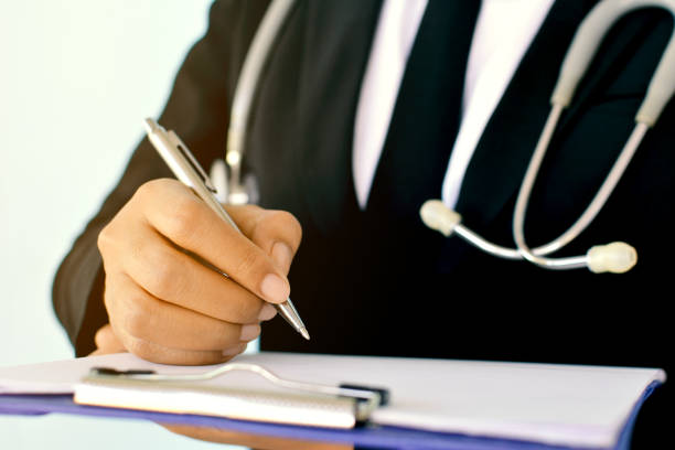 istock Women doctor working , selective of focus and blue background 650037744