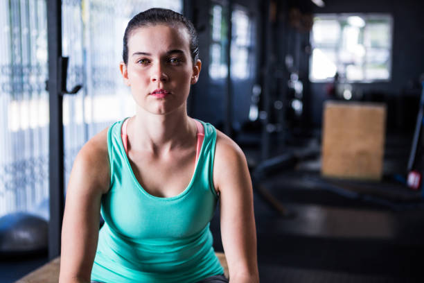 istock Confident athlete sitting in gym 650043620