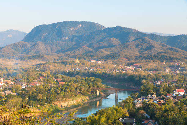 istock Viewpoint and landscape in luang prabang, Laos from Phu Si temple. 650048698