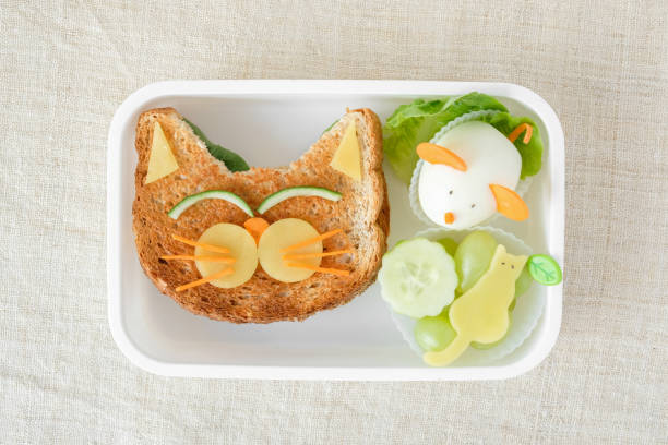 istock Cat and mouse lunch box, fun food art for kids 650060436