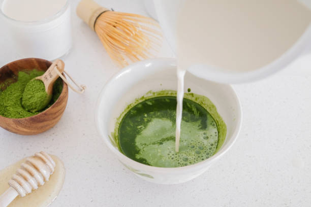 istock matcha green tea latte ingredients, healthy trendy drinks 650066612