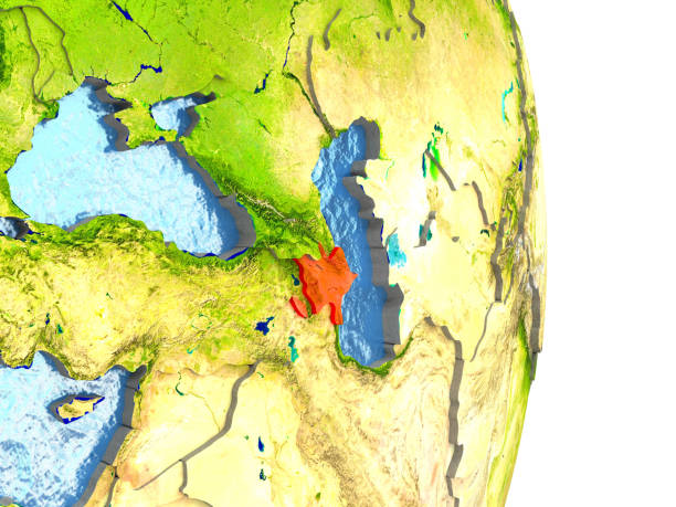 istock Azerbaijan in red on Earth 650074298