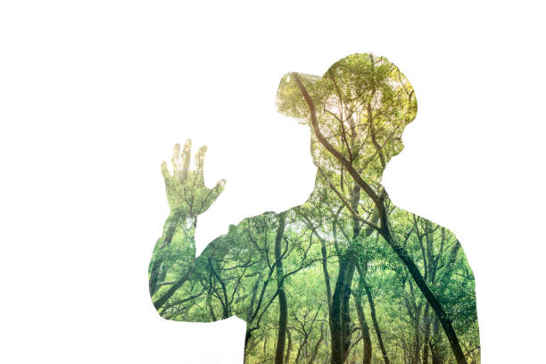 istock Double exposure of people using the virtual reality headset 650075456