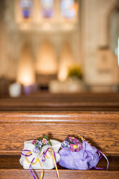 istock Beautiful sugar package wedding decoration in a church during catholic wedding ceremony 650091236
