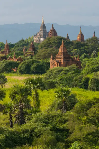 Ancient and ruin pagodas in Bagan, Mandalay, Myanmar, Asia