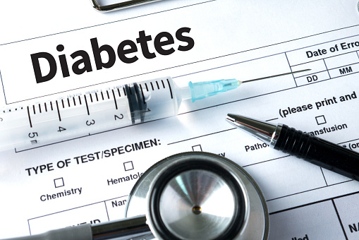 a diabetes test,  health Medical Concept , Obesity , blood test for diabetes