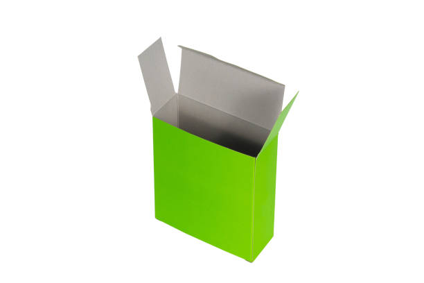 istock Green Box with lid open or green paper package box 650098710