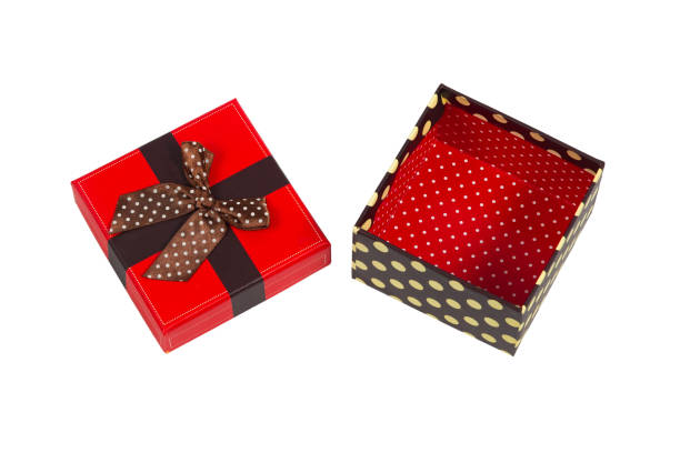 istock Gift box with red cap and ribbon, isolated on white 650098972